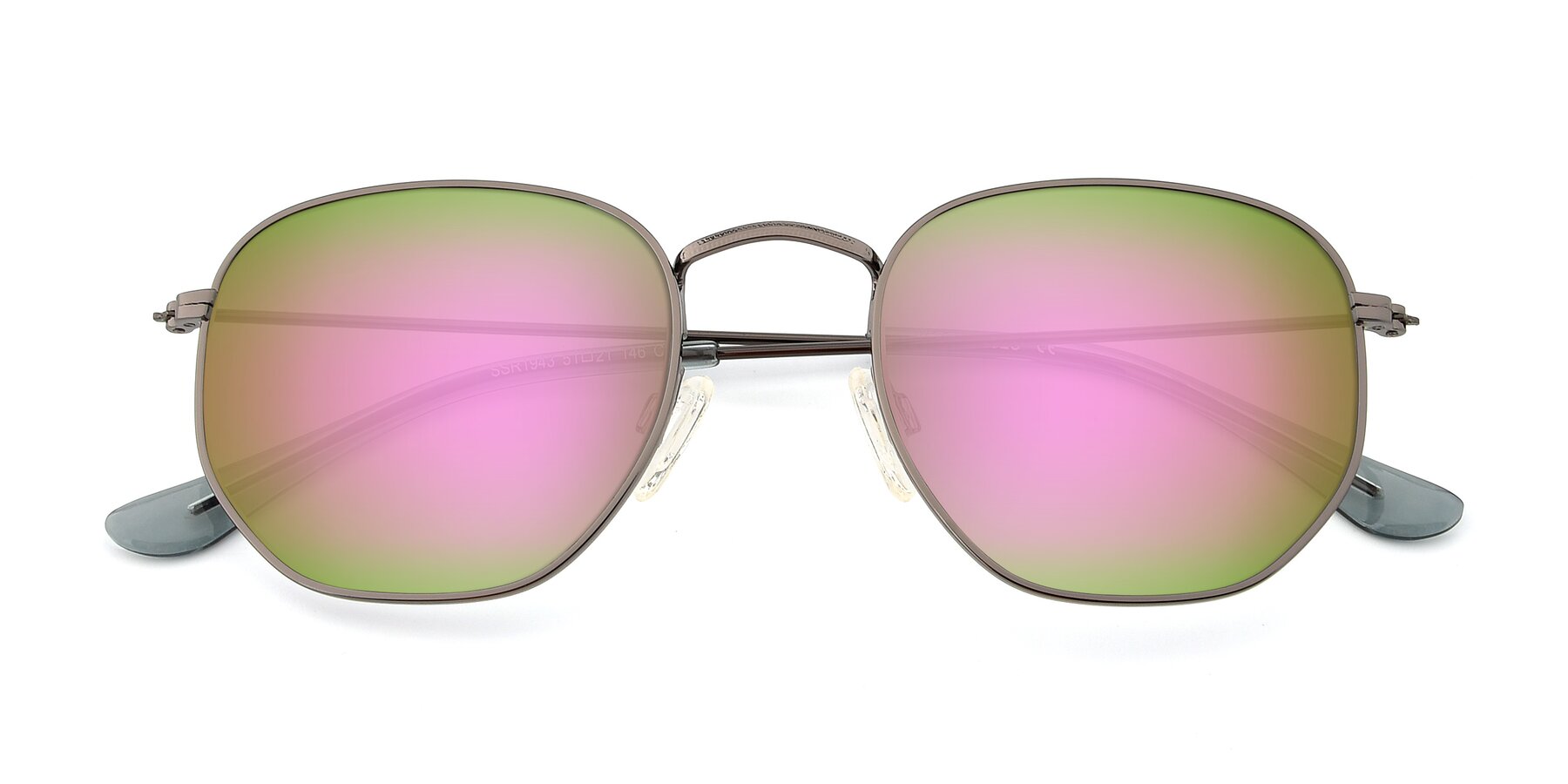Folded Front of SSR1943 in Grey with Pink Mirrored Lenses