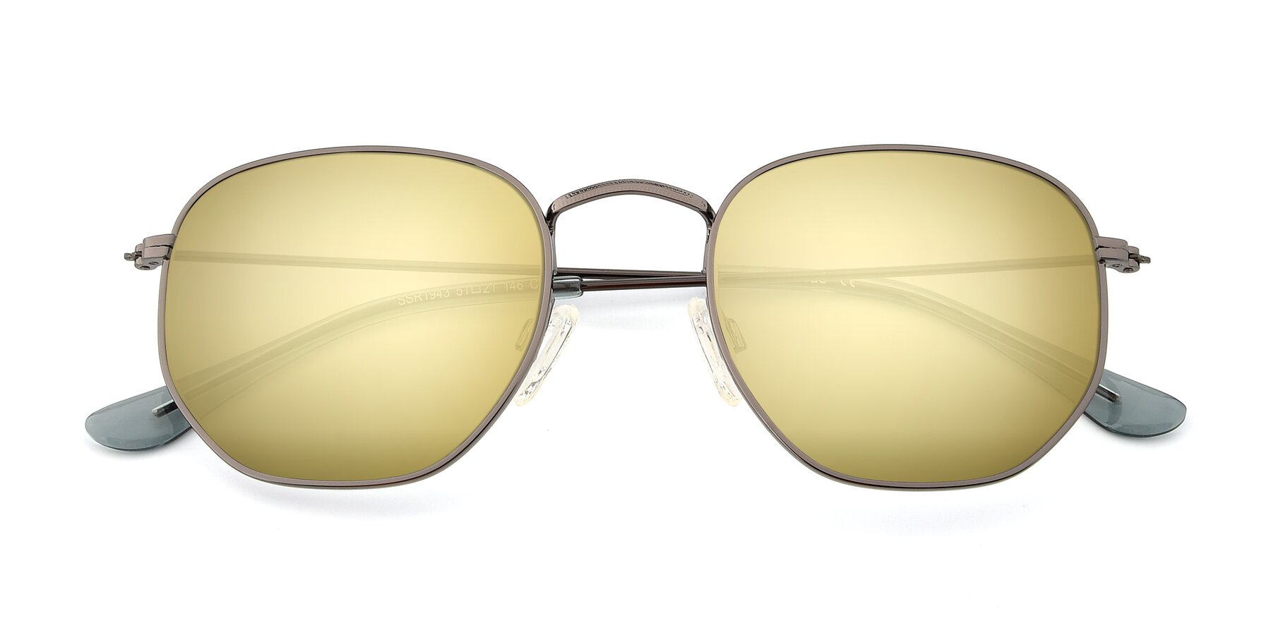 Folded Front of SSR1943 in Grey with Gold Mirrored Lenses