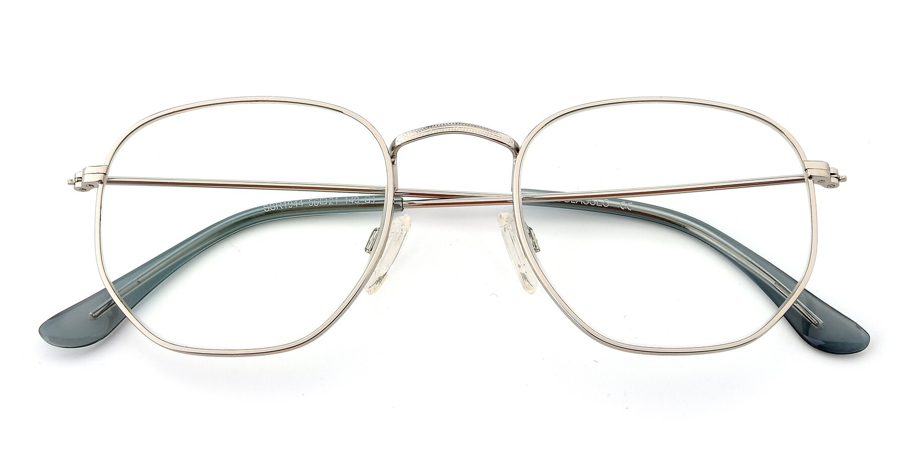Folded Front of SSR1944 in Silver with Clear Reading Eyeglass Lenses