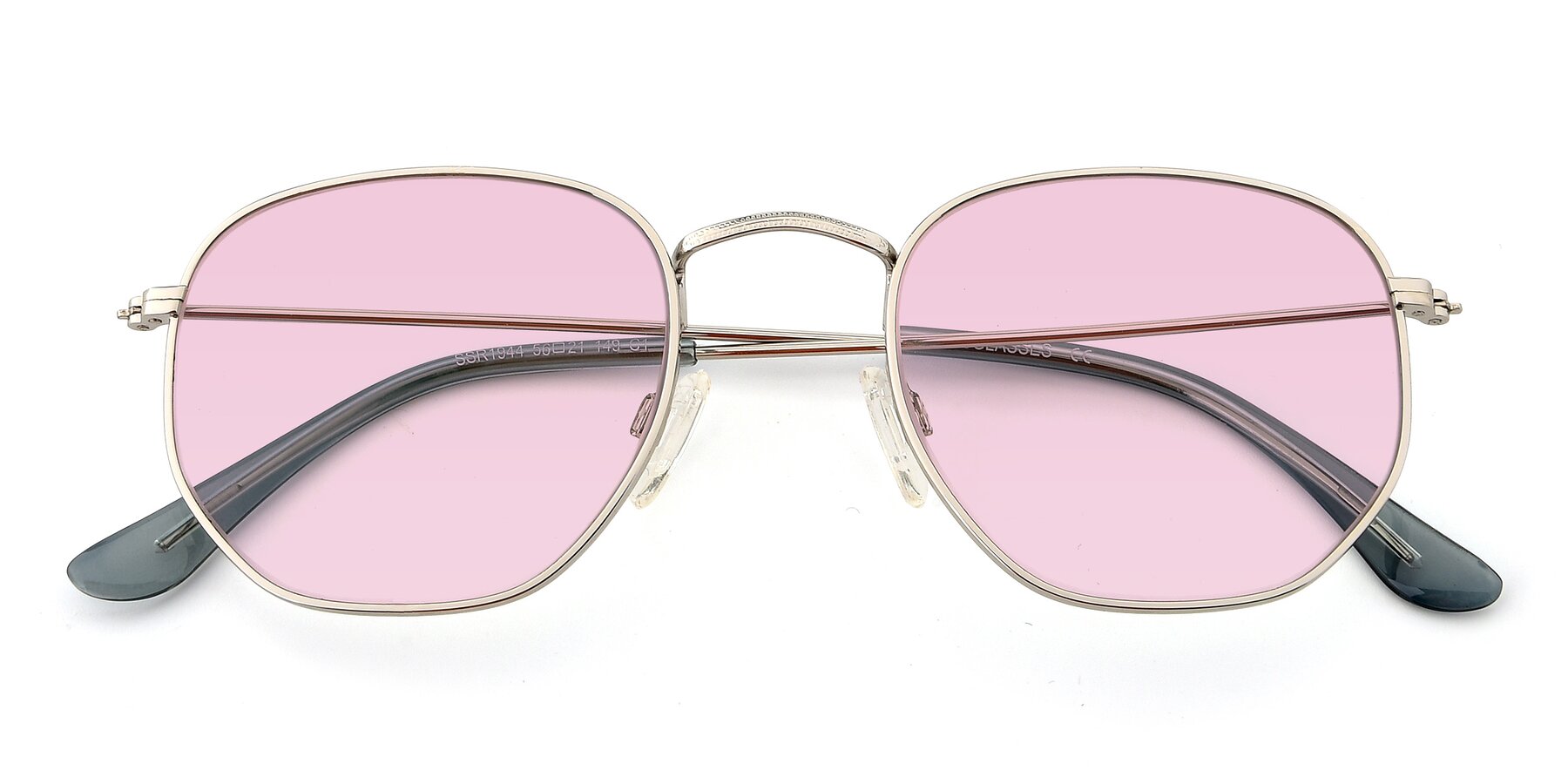 Folded Front of SSR1944 in Silver with Light Pink Tinted Lenses