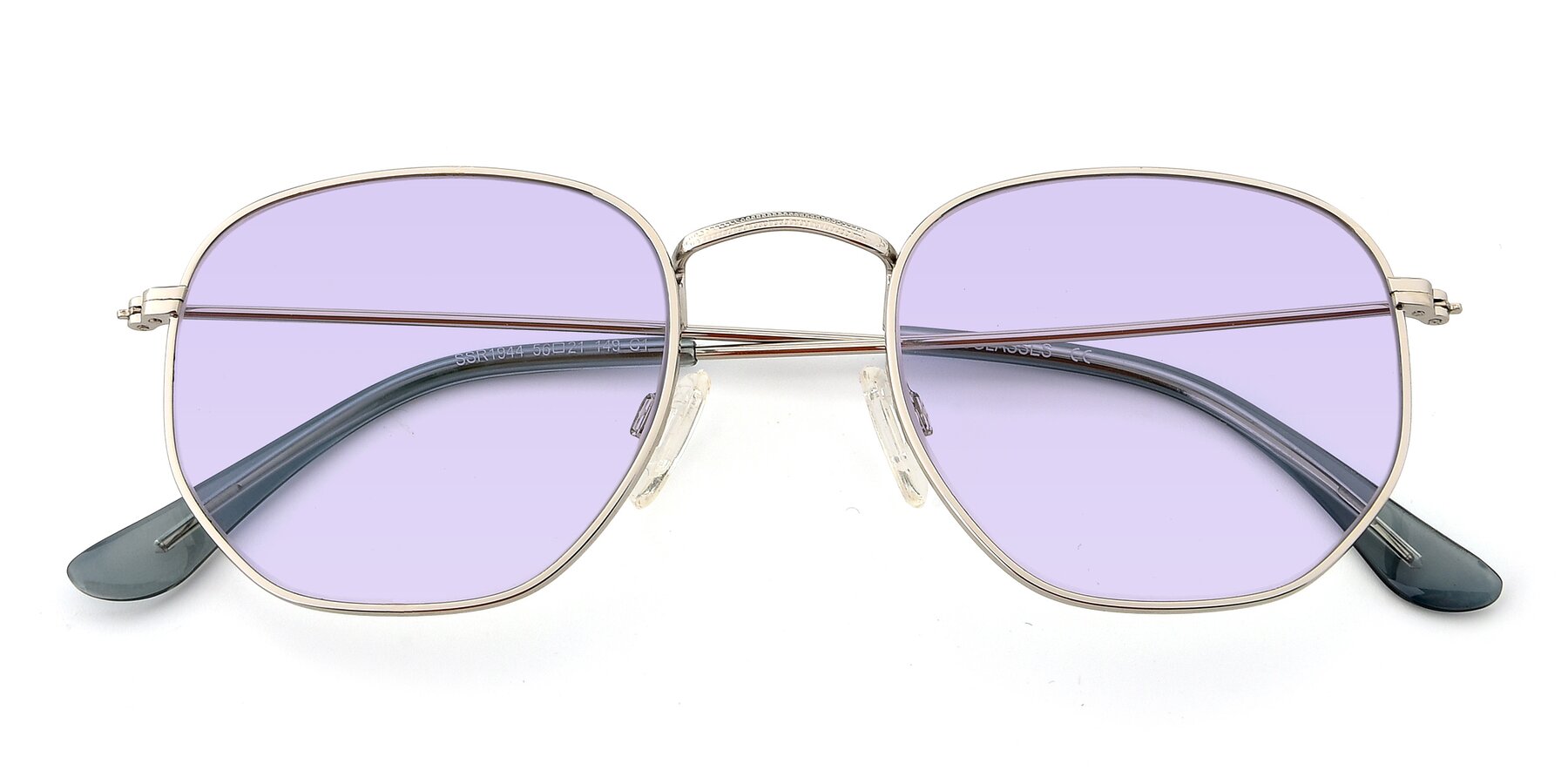 Folded Front of SSR1944 in Silver with Light Purple Tinted Lenses