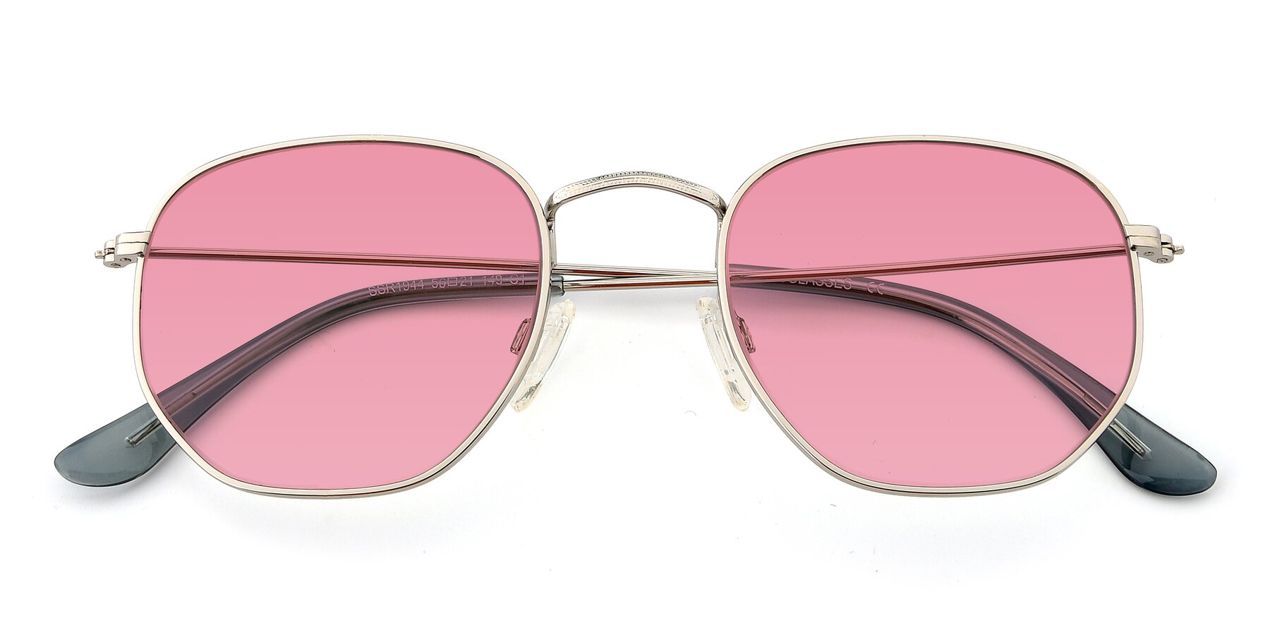 Folded Front of SSR1944 in Silver with Pink Tinted Lenses