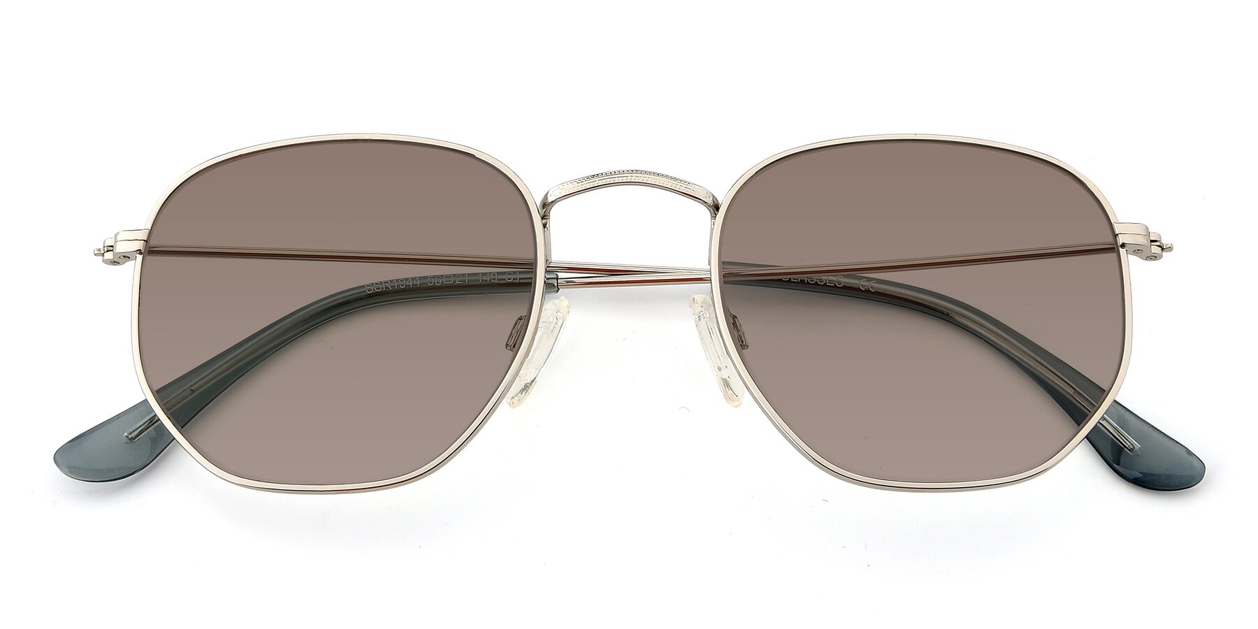 Folded Front of SSR1944 in Silver with Medium Brown Tinted Lenses
