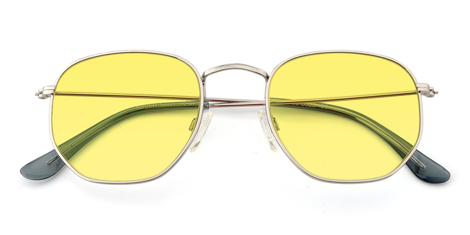Folded Front of SSR1944 in Silver with Medium Yellow Tinted Lenses