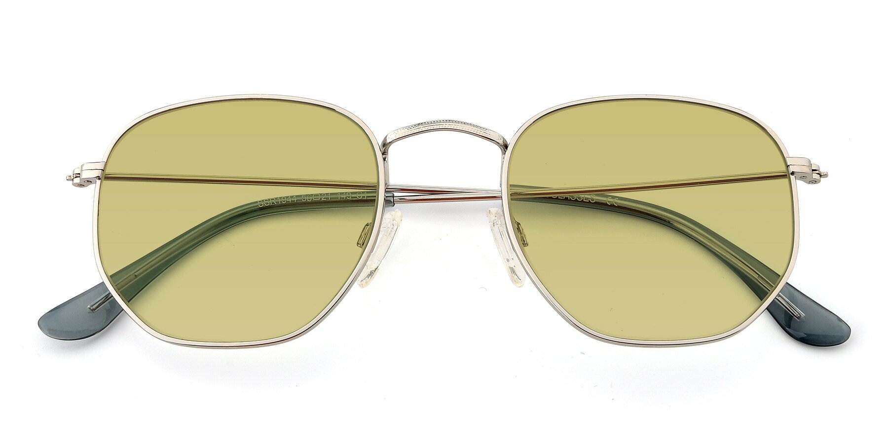 Folded Front of SSR1944 in Silver with Medium Champagne Tinted Lenses