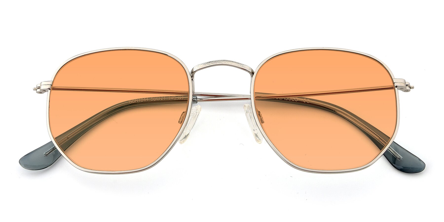 Folded Front of SSR1944 in Silver with Medium Orange Tinted Lenses