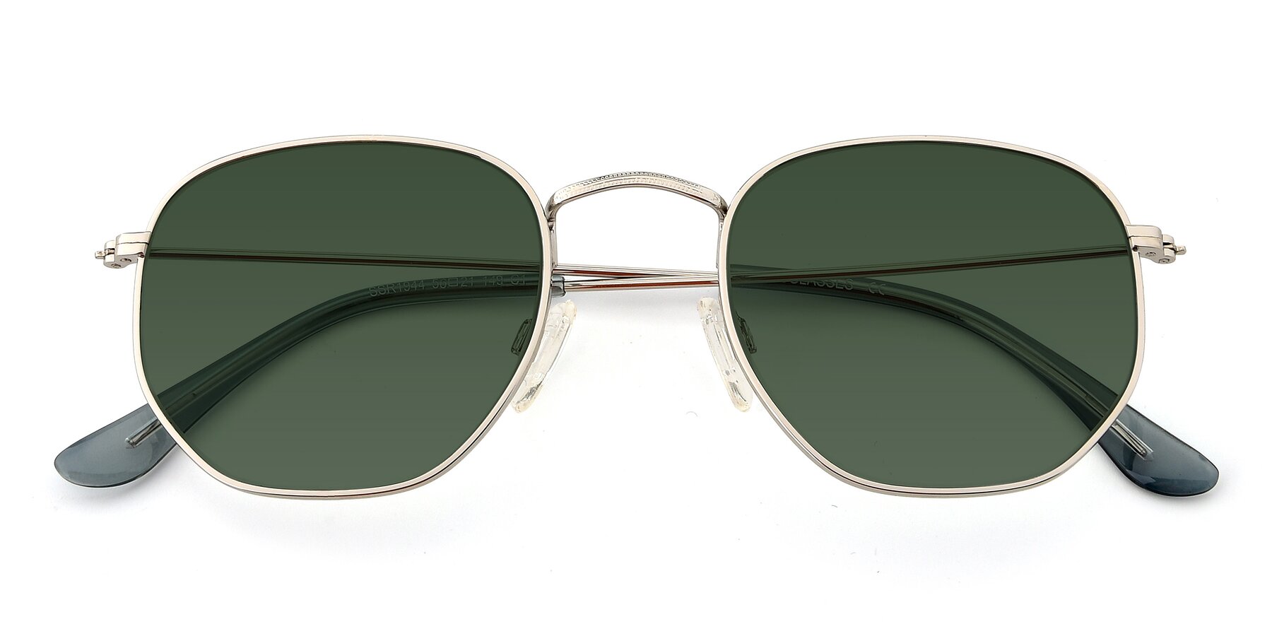 Folded Front of SSR1944 in Silver with Green Tinted Lenses