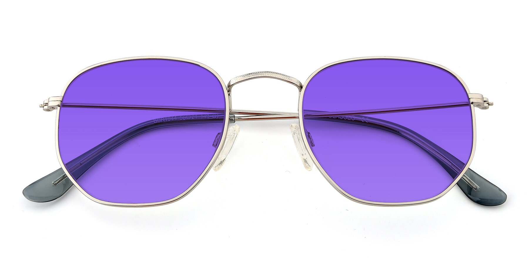 Folded Front of SSR1944 in Silver with Purple Tinted Lenses