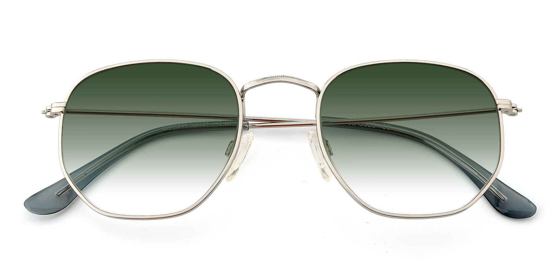 Folded Front of SSR1944 in Silver with Green Gradient Lenses