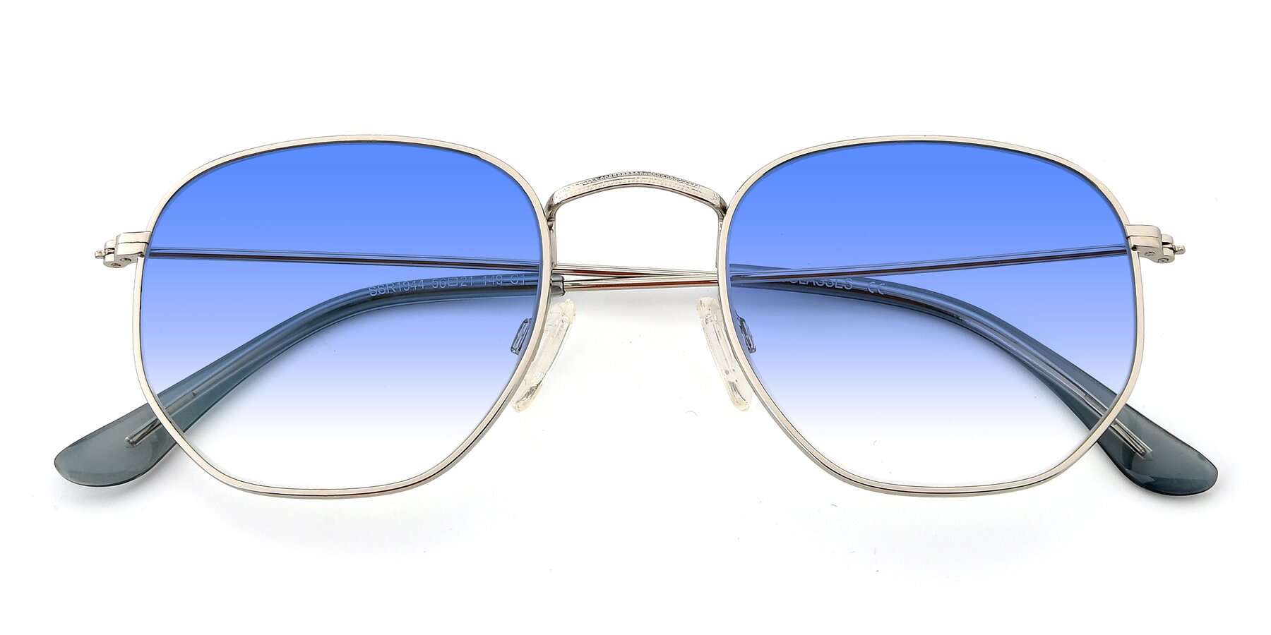 Folded Front of SSR1944 in Silver with Blue Gradient Lenses