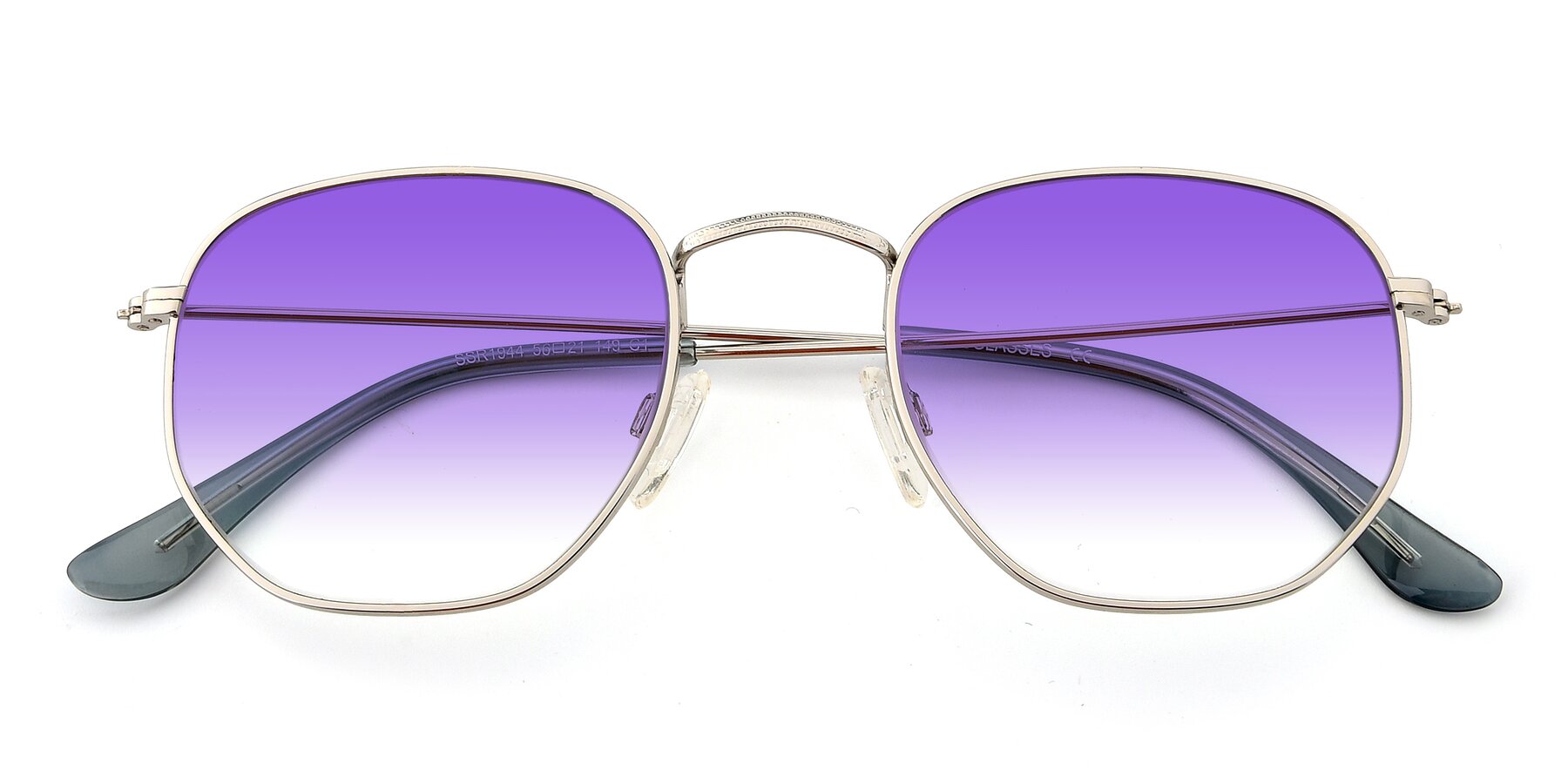 Folded Front of SSR1944 in Silver with Purple Gradient Lenses
