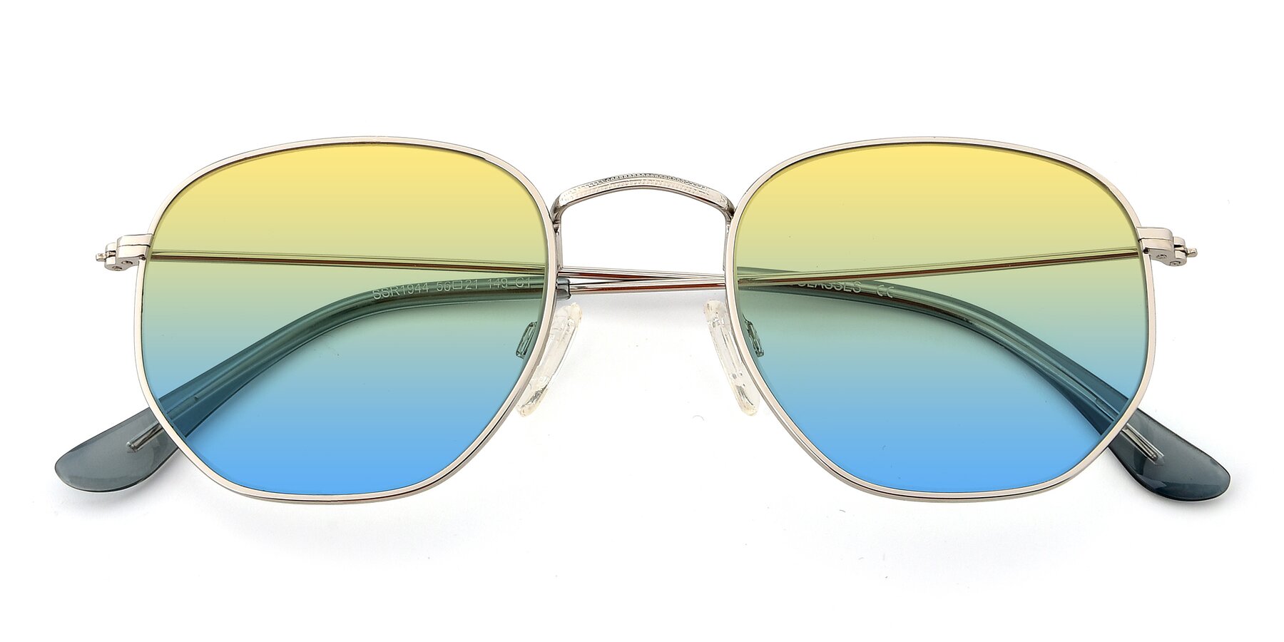 Folded Front of SSR1944 in Silver with Yellow / Blue Gradient Lenses