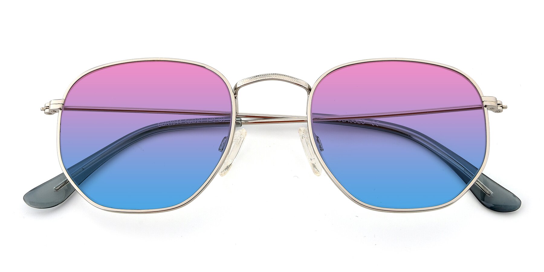 Folded Front of SSR1944 in Silver with Pink / Blue Gradient Lenses