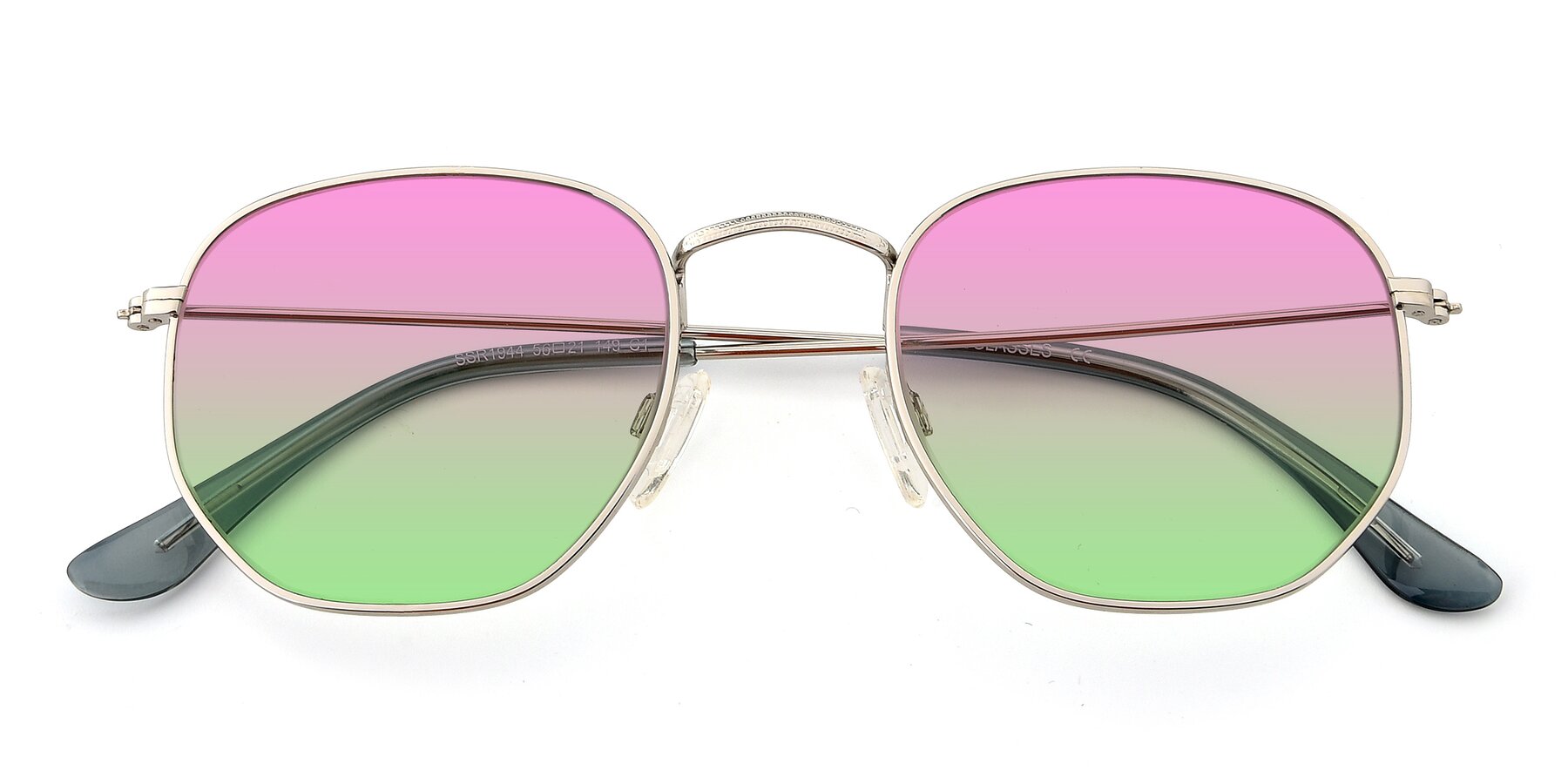 Folded Front of SSR1944 in Silver with Pink / Green Gradient Lenses