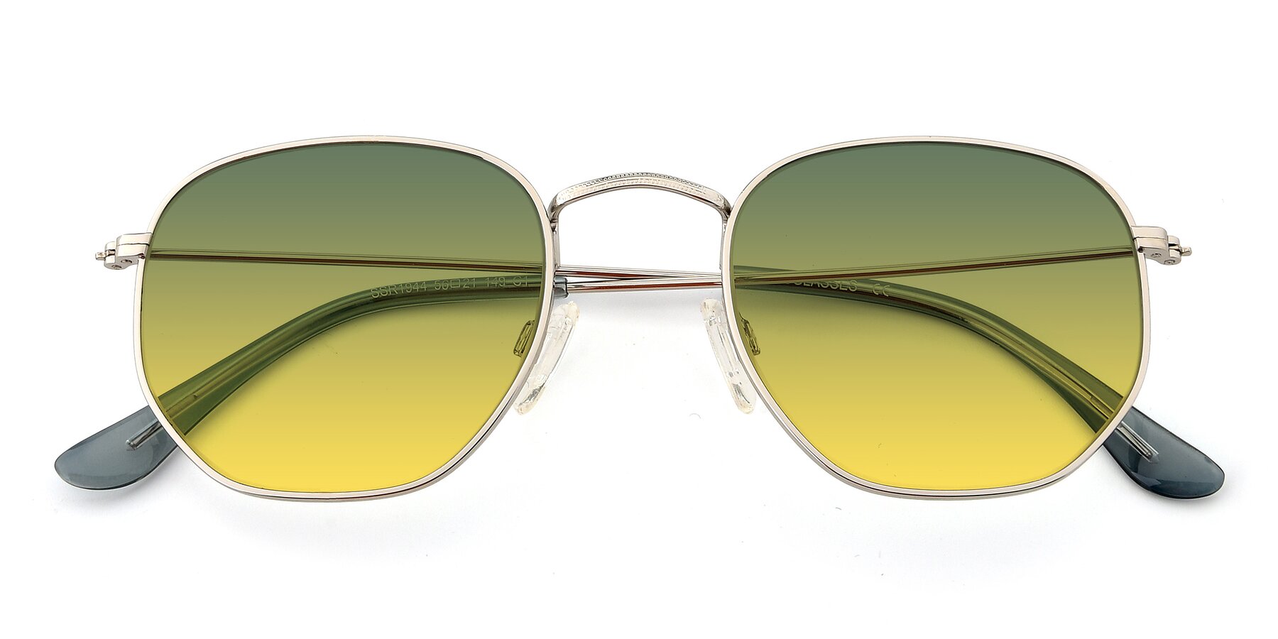 Folded Front of SSR1944 in Silver with Green / Yellow Gradient Lenses
