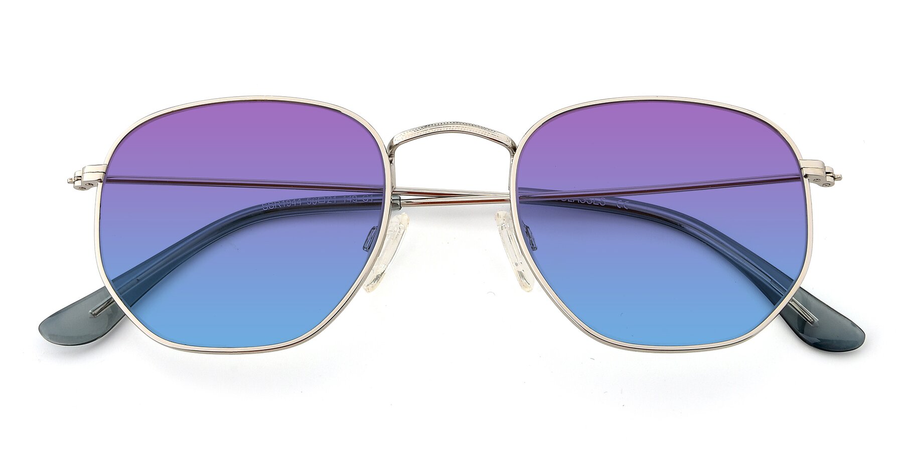 Folded Front of SSR1944 in Silver with Purple / Blue Gradient Lenses