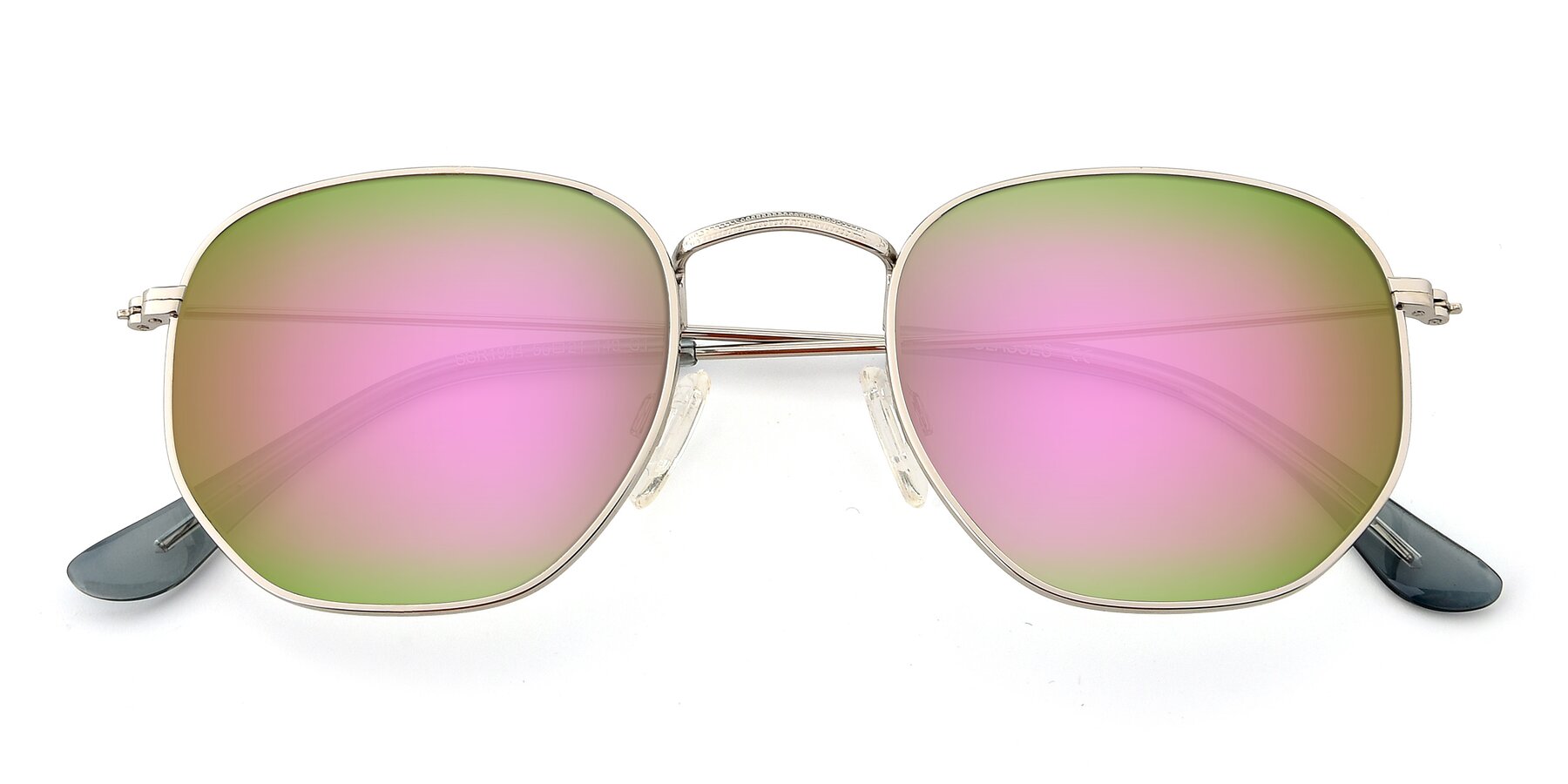 Folded Front of SSR1944 in Silver with Pink Mirrored Lenses