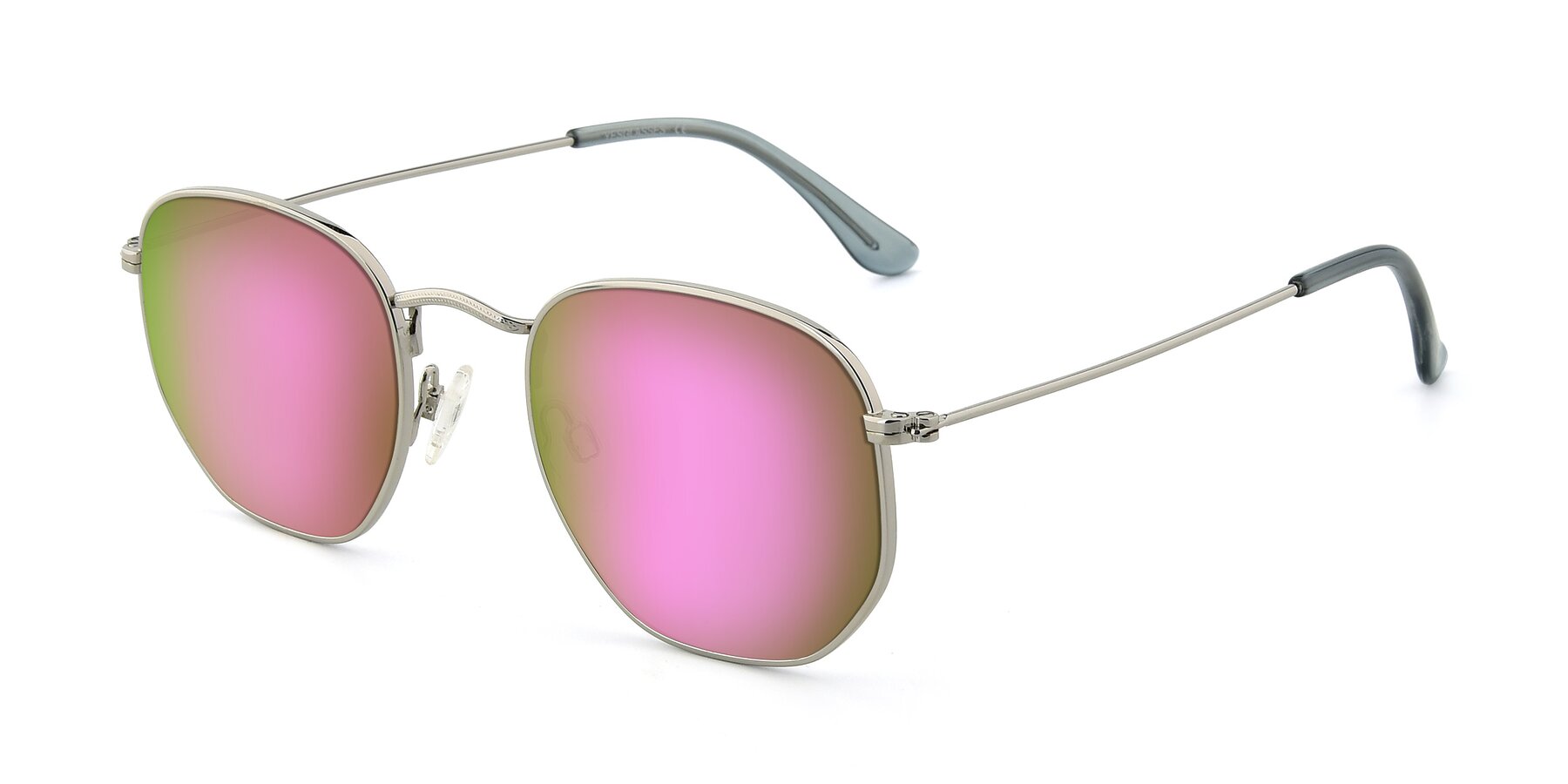 Angle of SSR1944 in Silver with Pink Mirrored Lenses