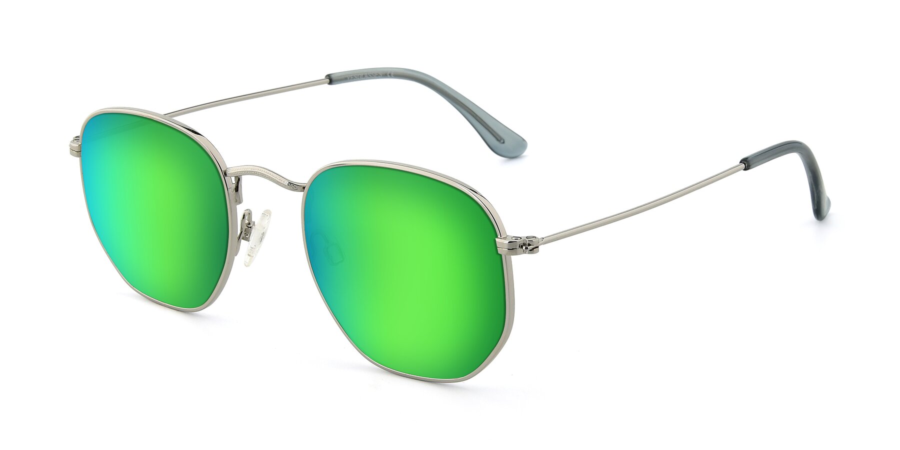 Angle of SSR1944 in Silver with Green Mirrored Lenses