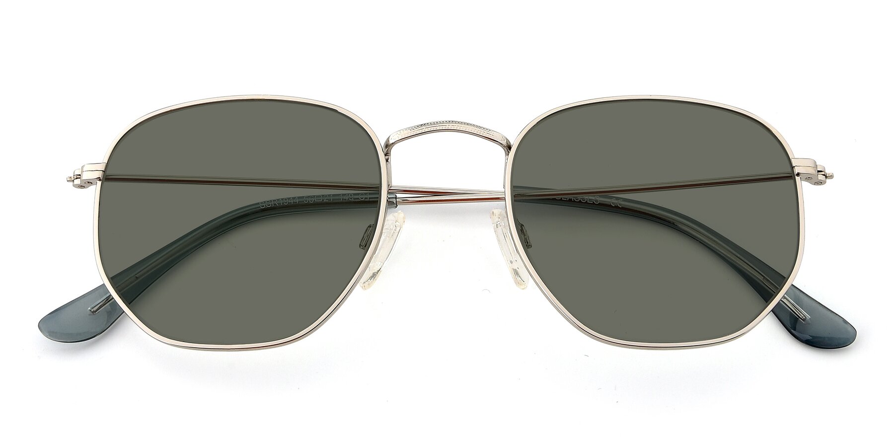 Folded Front of SSR1944 in Silver with Gray Polarized Lenses