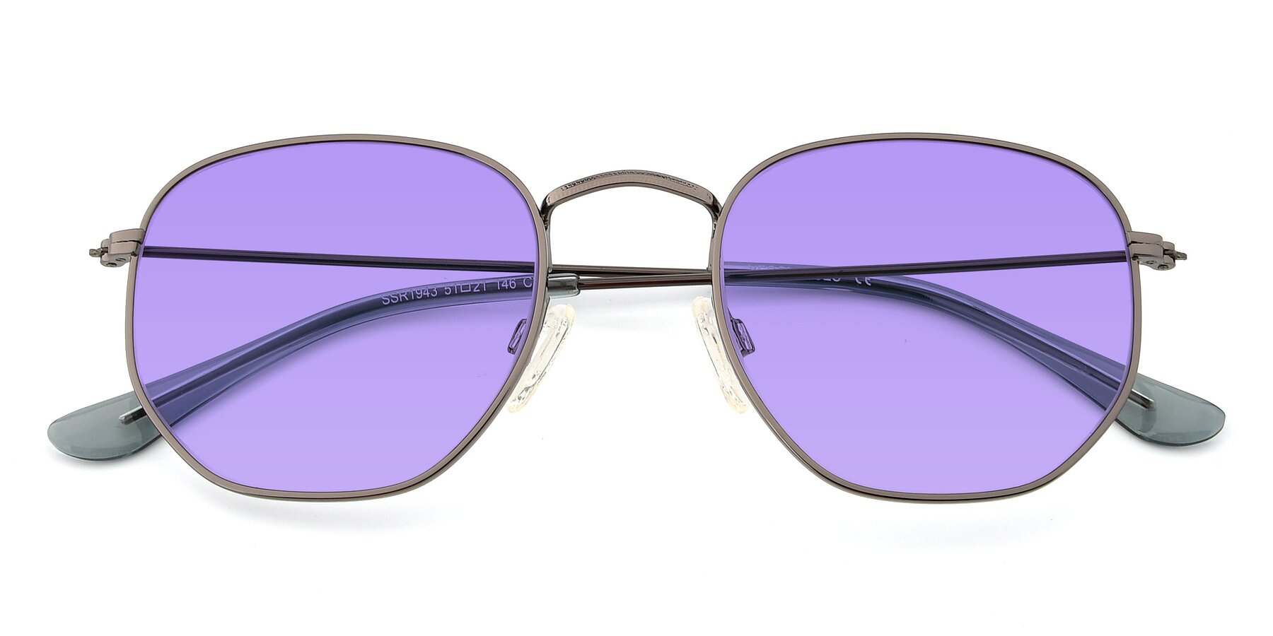 Folded Front of SSR1944 in Grey with Medium Purple Tinted Lenses