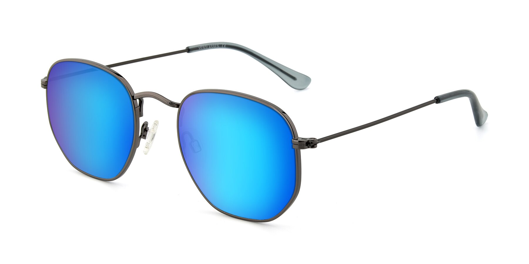 Angle of SSR1944 in Grey with Blue Mirrored Lenses