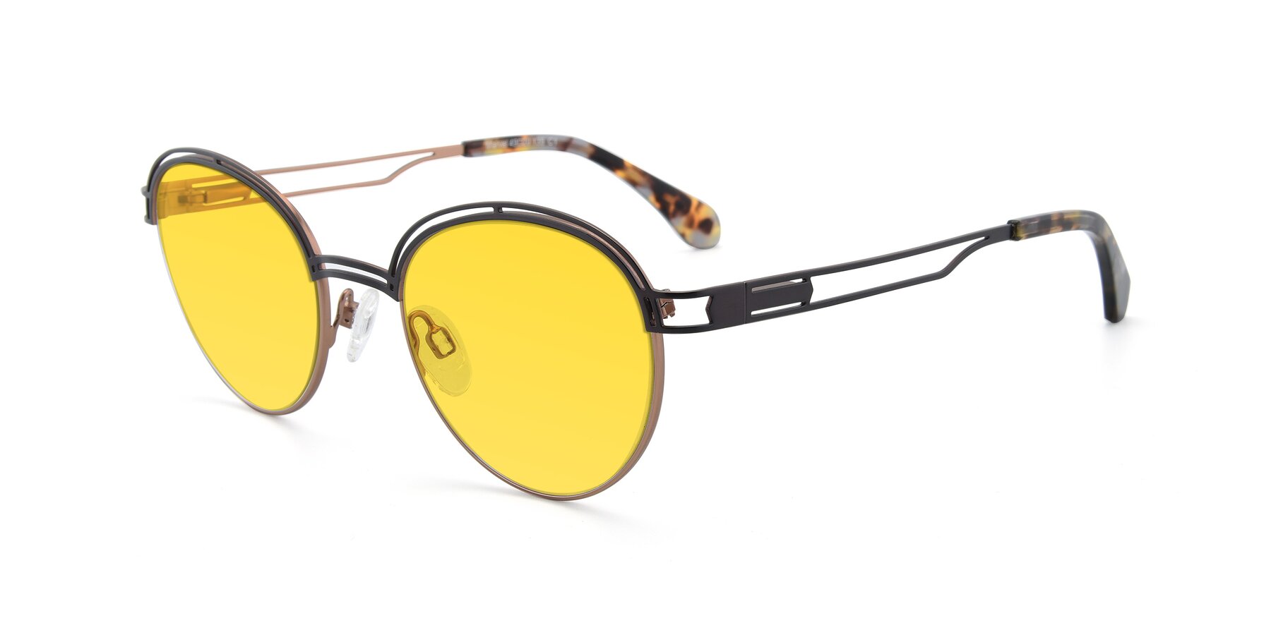 Angle of Marvel in Coffee-Gold with Yellow Tinted Lenses