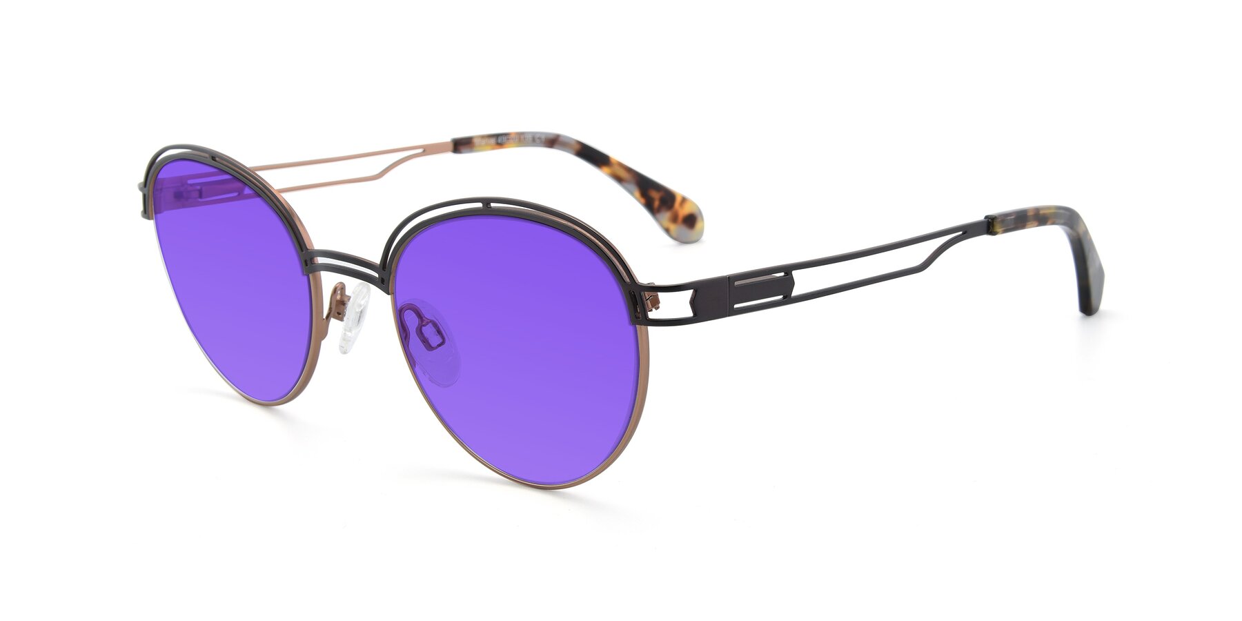 Angle of Marvel in Coffee-Gold with Purple Tinted Lenses