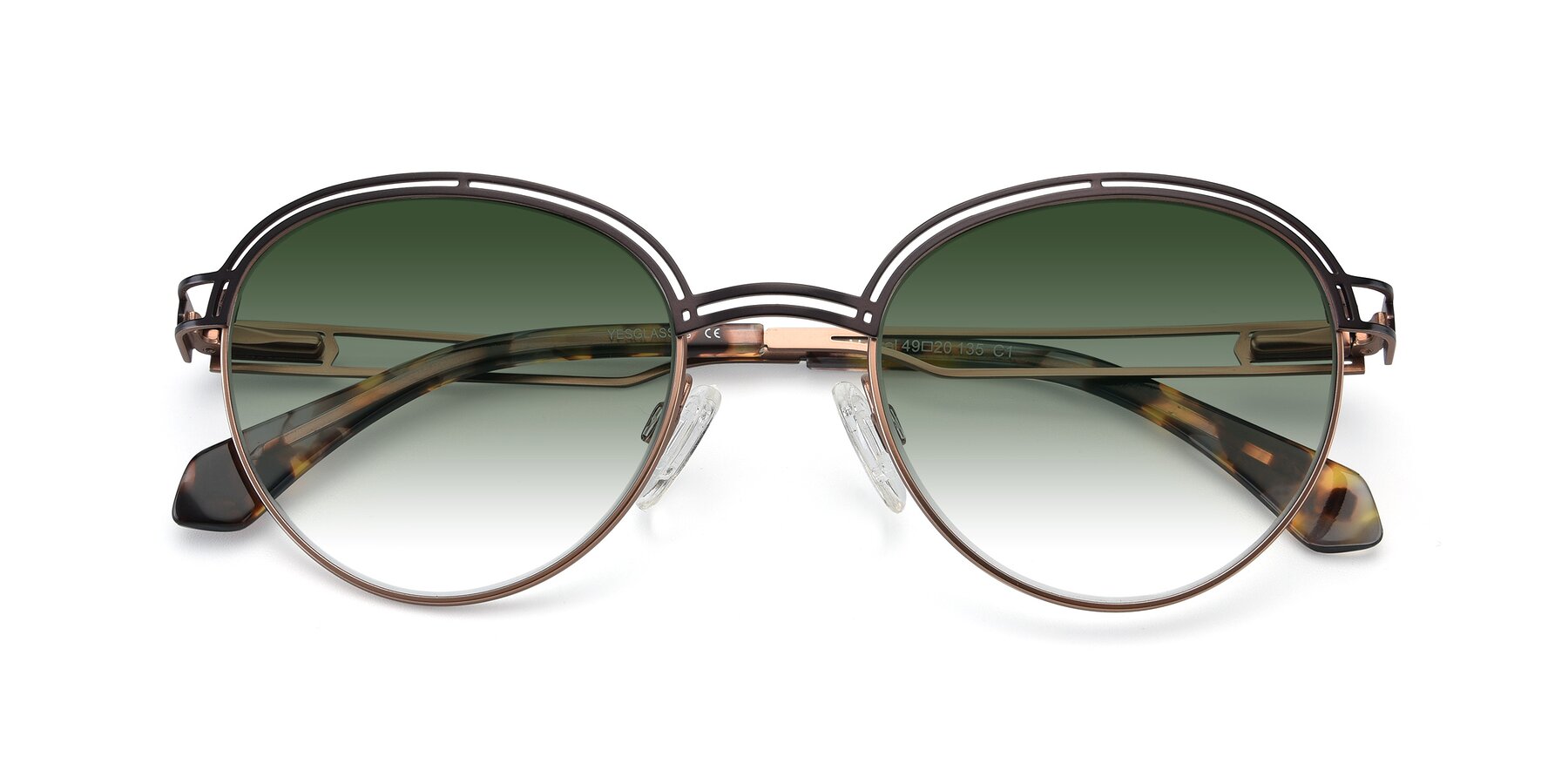 Folded Front of Marvel in Coffee-Gold with Green Gradient Lenses