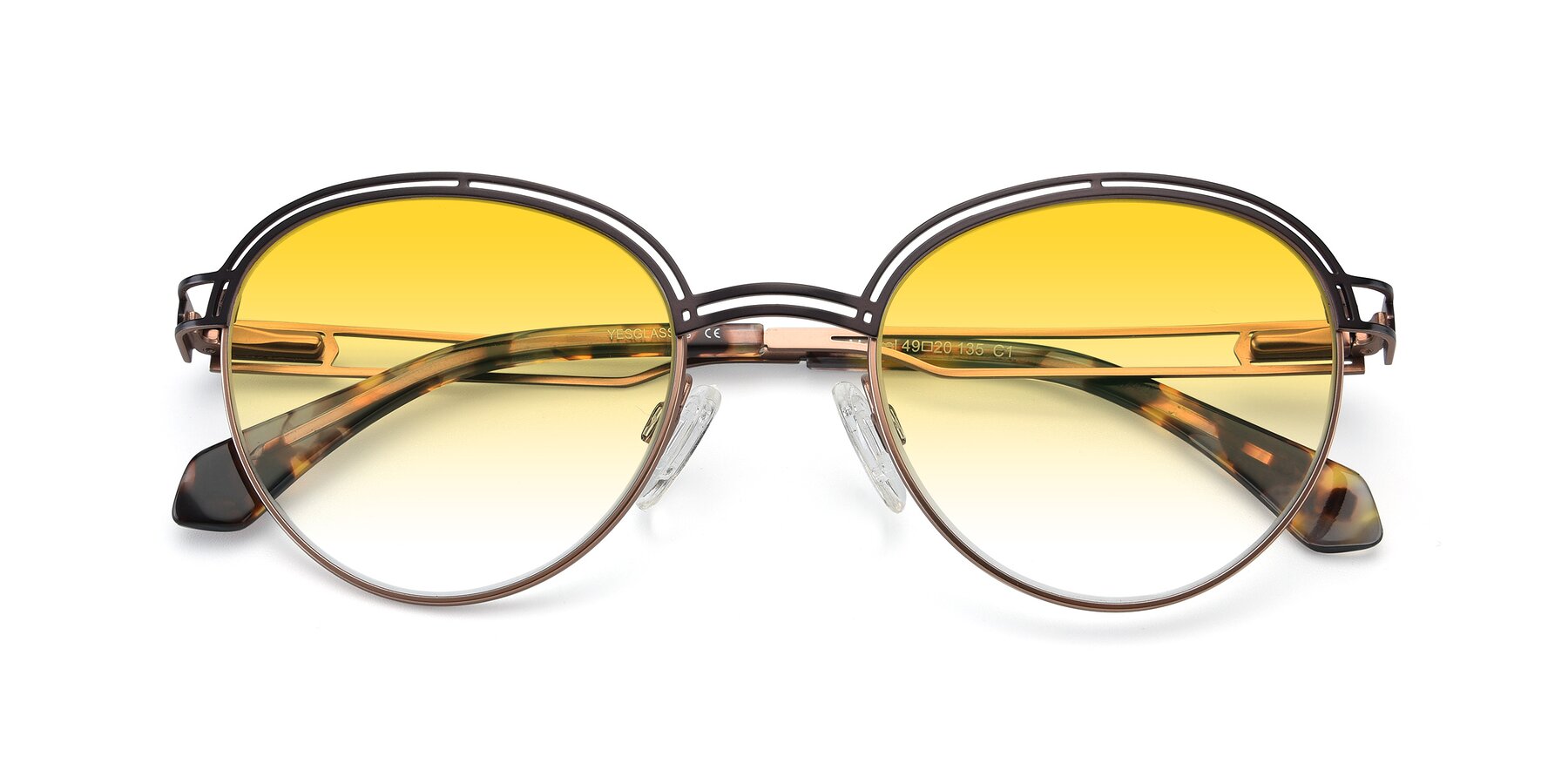 Folded Front of Marvel in Coffee-Gold with Yellow Gradient Lenses