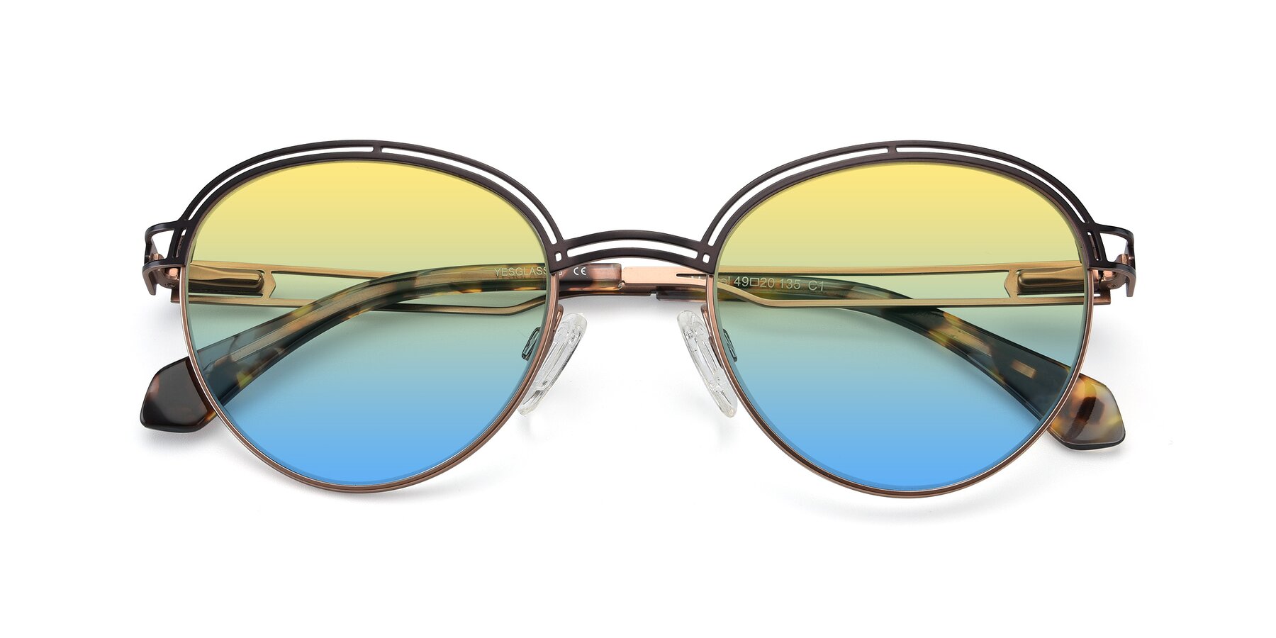 Folded Front of Marvel in Coffee-Gold with Yellow / Blue Gradient Lenses
