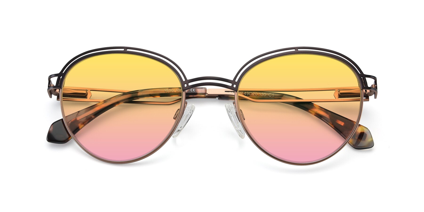 Folded Front of Marvel in Coffee-Gold with Yellow / Pink Gradient Lenses