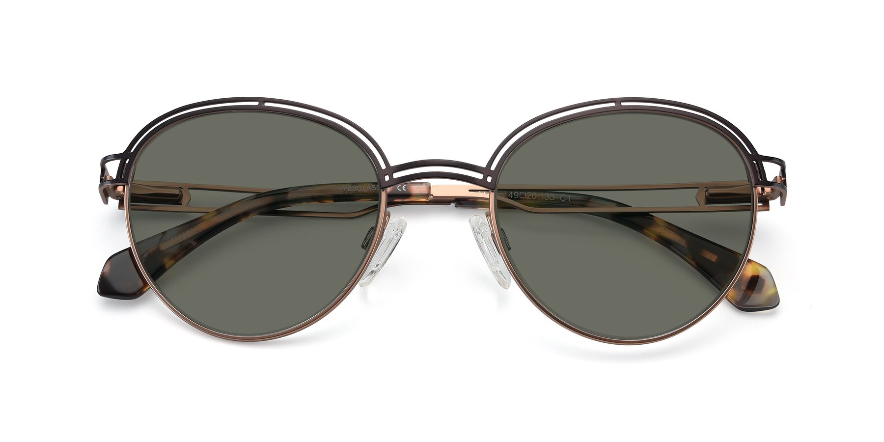 Folded Front of Marvel in Coffee-Gold with Gray Polarized Lenses