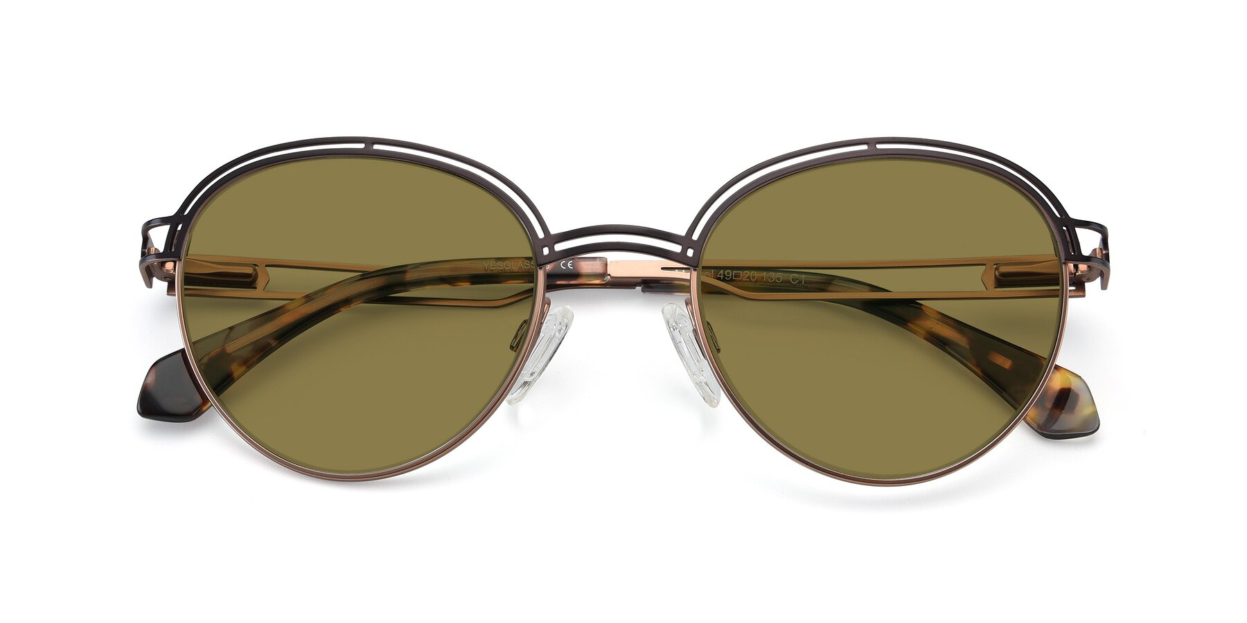 Folded Front of Marvel in Coffee-Gold with Brown Polarized Lenses