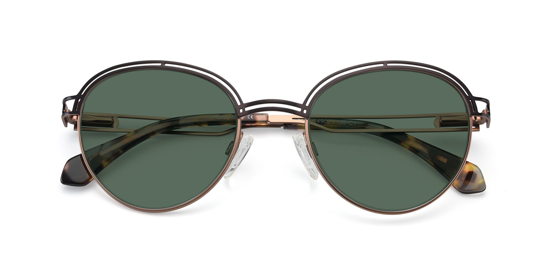 Folded Front of Marvel in Coffee-Gold with Green Polarized Lenses