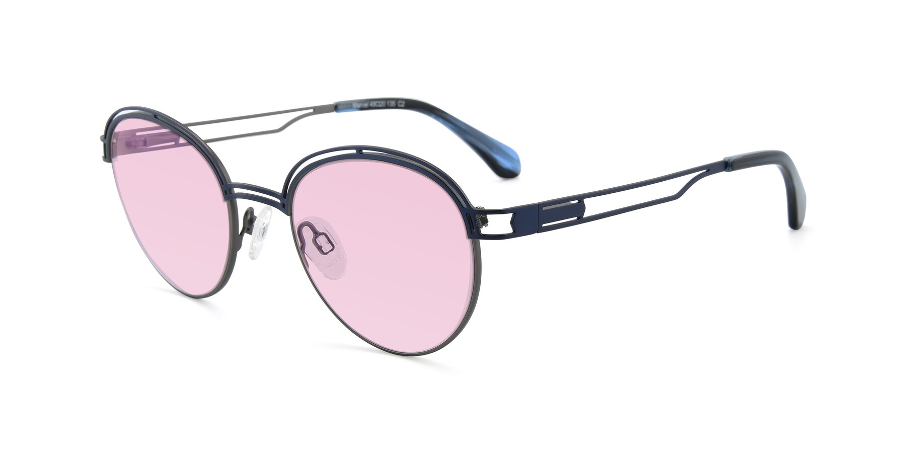 Angle of Marvel in Blue-Gunmetal with Light Pink Tinted Lenses