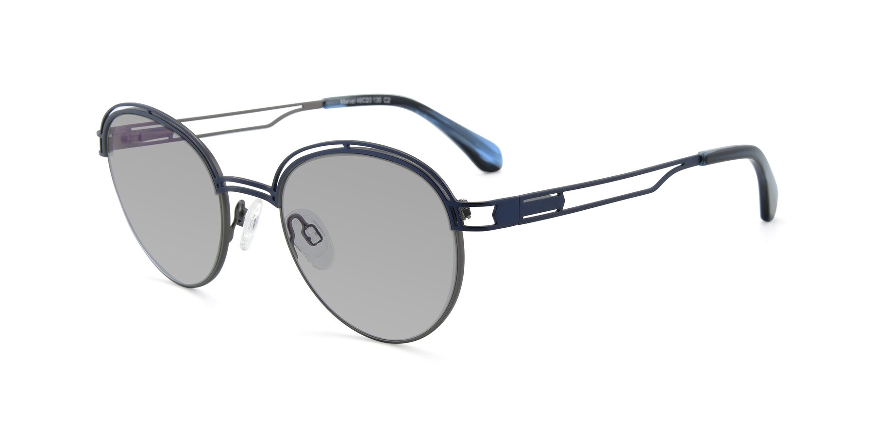 Angle of Marvel in Blue-Gunmetal with Light Gray Tinted Lenses