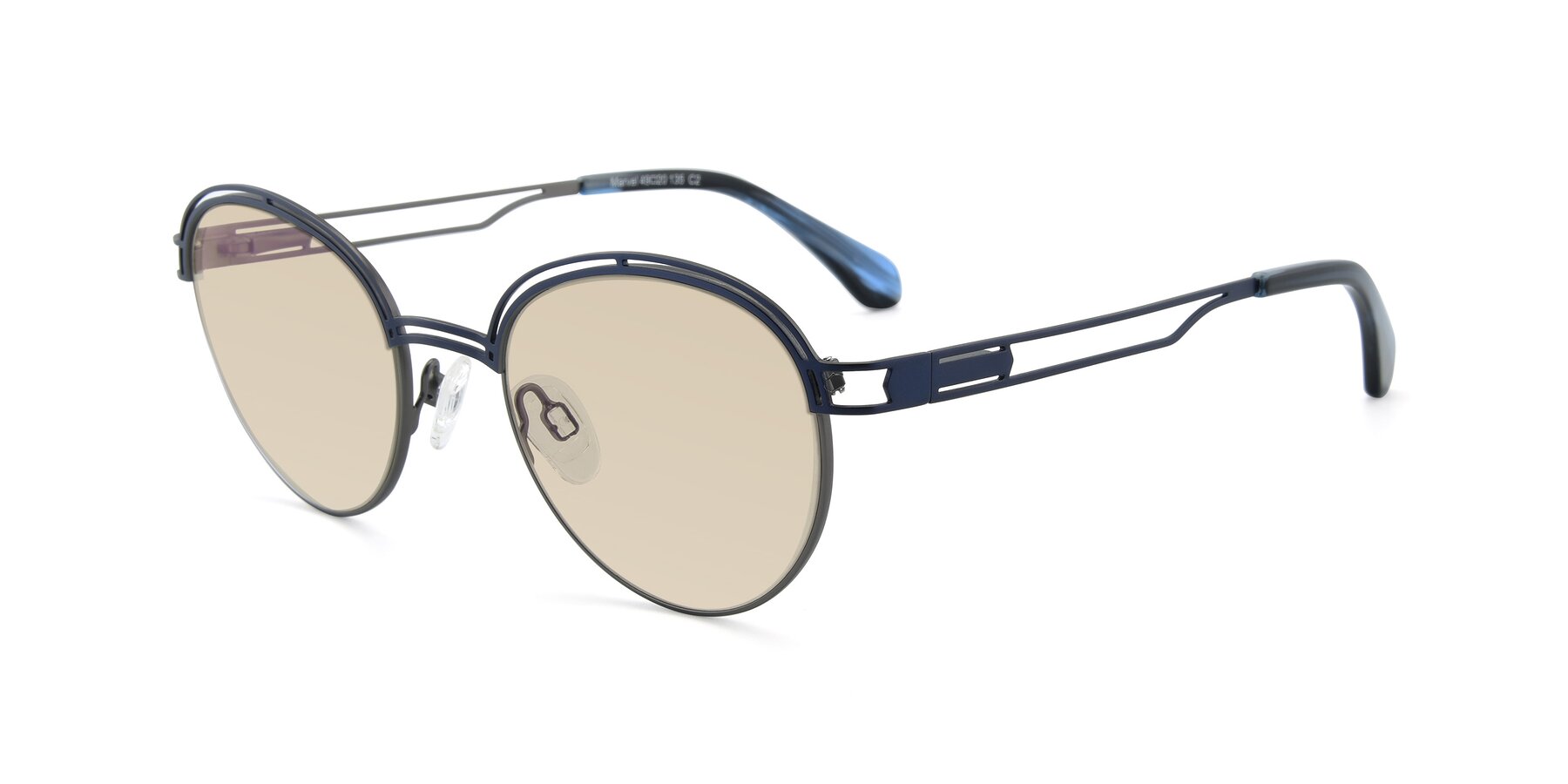 Angle of Marvel in Blue-Gunmetal with Light Brown Tinted Lenses