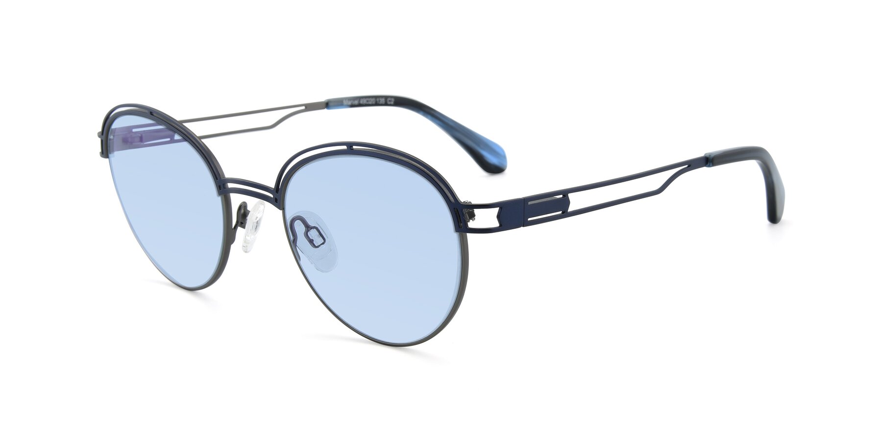 Angle of Marvel in Blue-Gunmetal with Light Blue Tinted Lenses