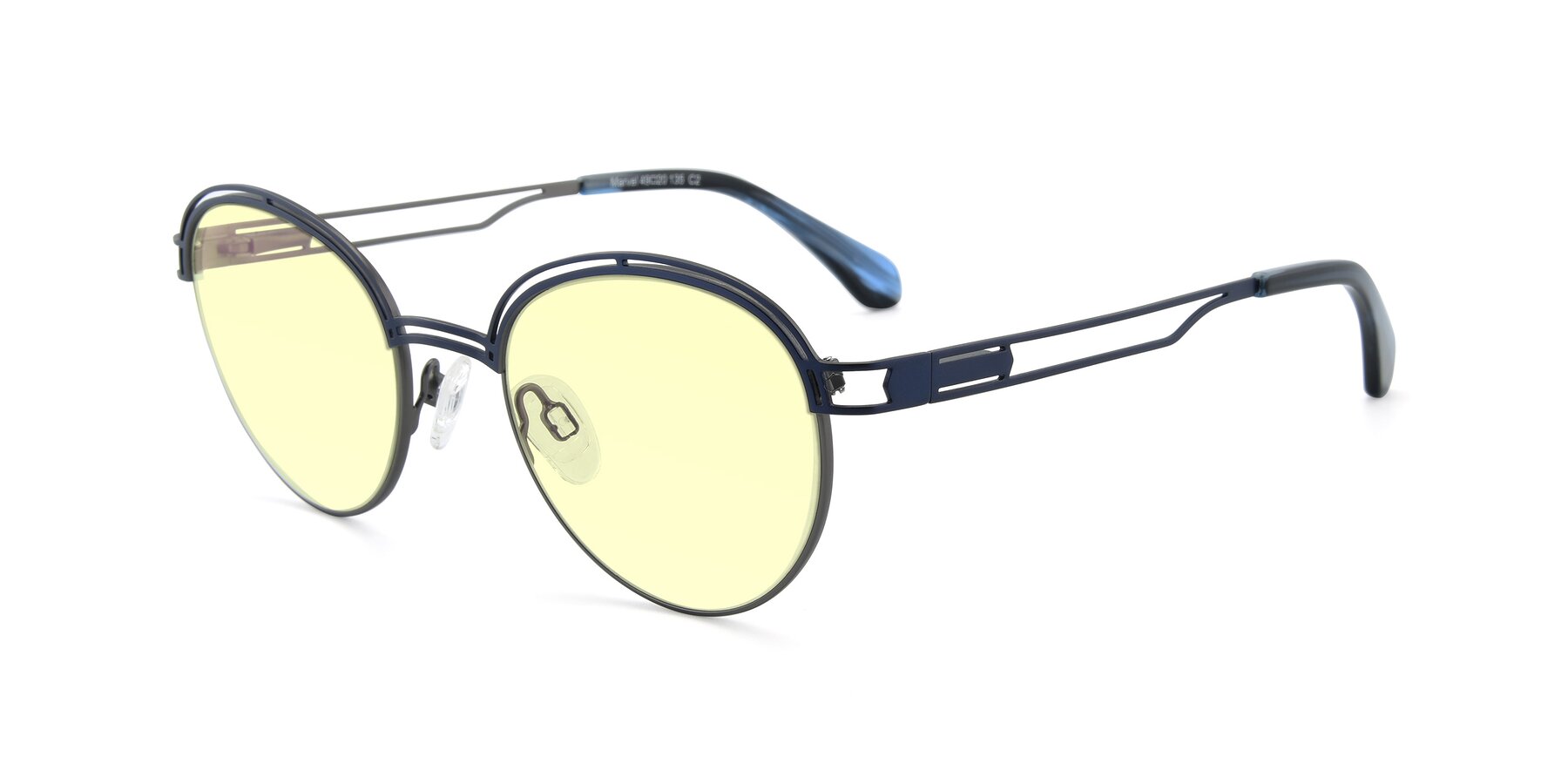 Angle of Marvel in Blue-Gunmetal with Light Yellow Tinted Lenses