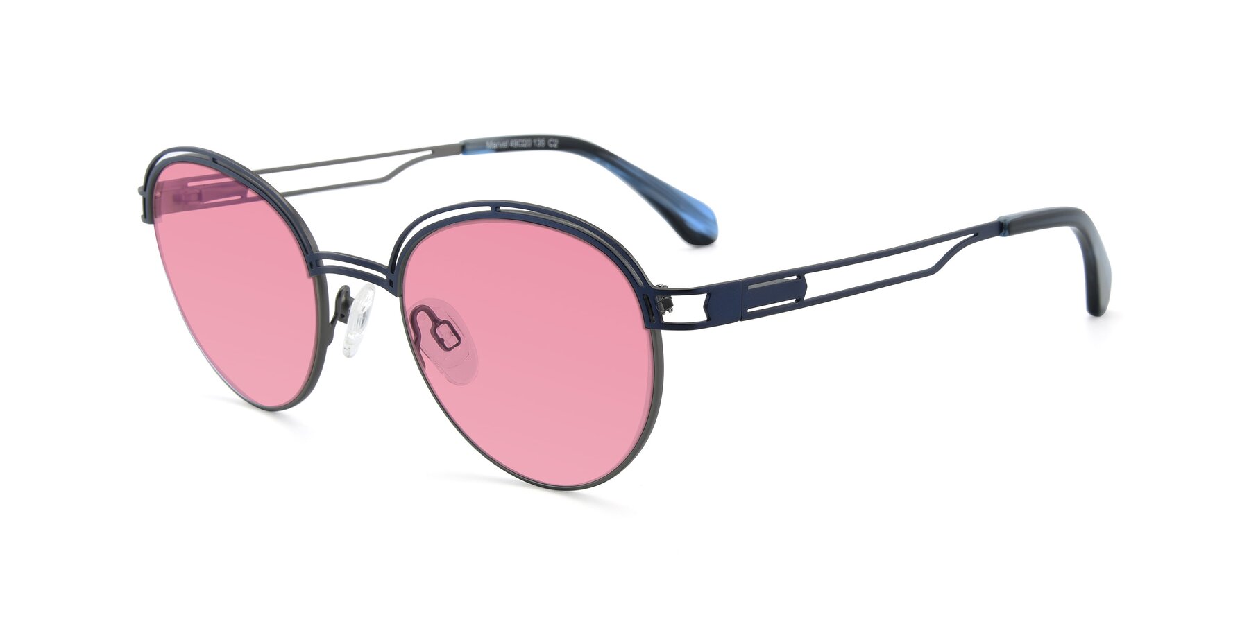 Angle of Marvel in Blue-Gunmetal with Pink Tinted Lenses