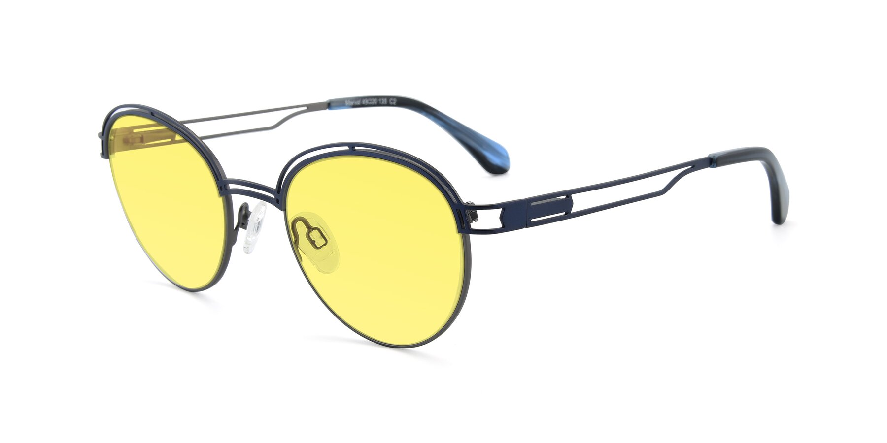Angle of Marvel in Blue-Gunmetal with Medium Yellow Tinted Lenses