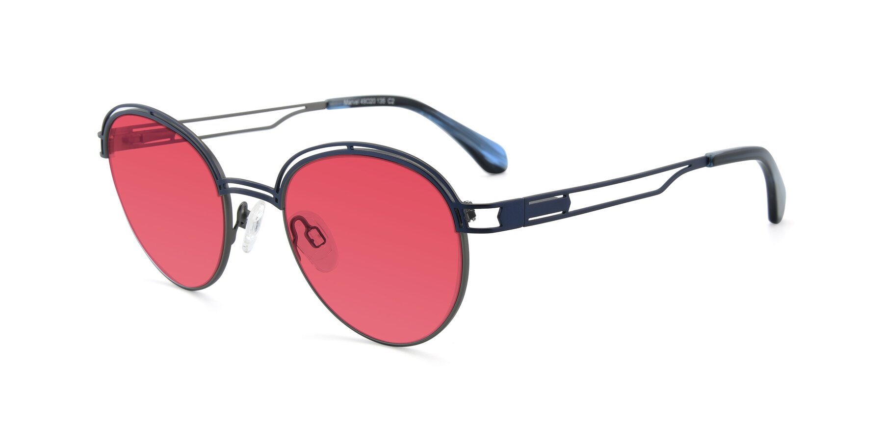 Angle of Marvel in Blue-Gunmetal with Red Tinted Lenses