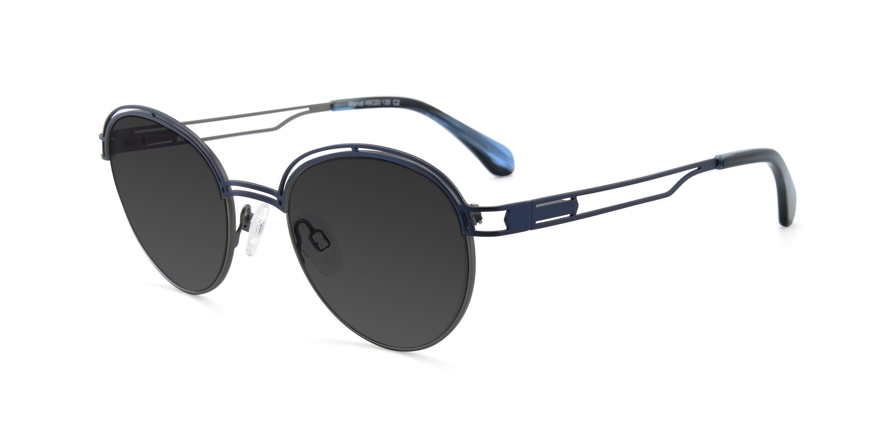 Angle of Marvel in Blue-Gunmetal with Gray Tinted Lenses