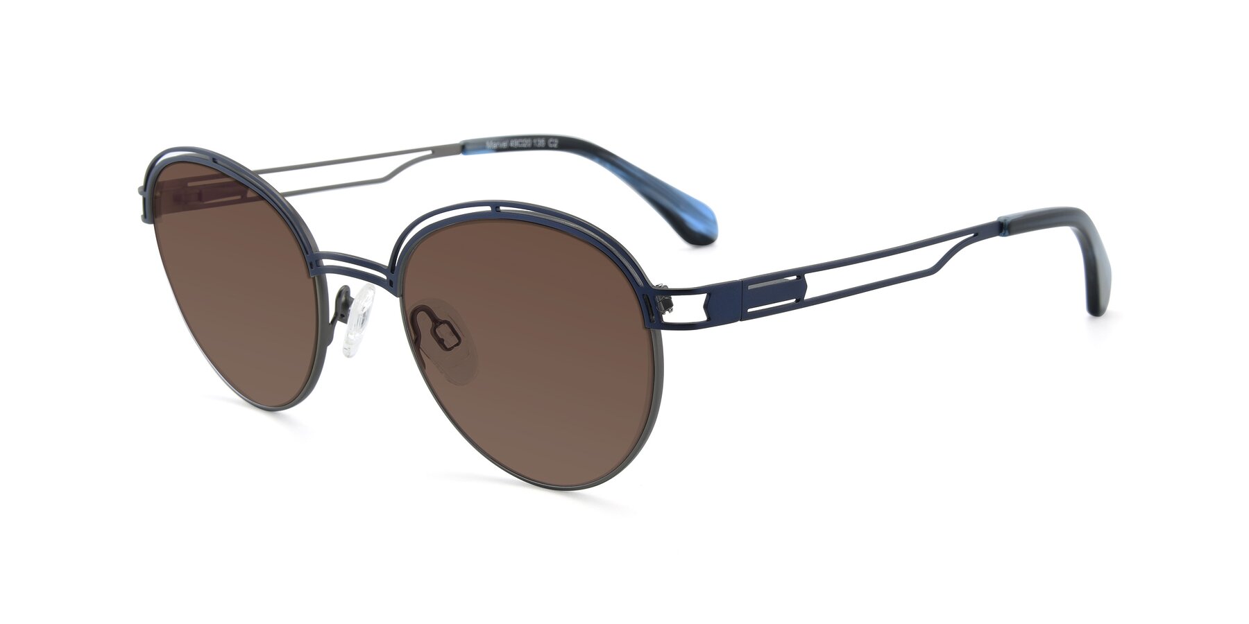 Angle of Marvel in Blue-Gunmetal with Brown Tinted Lenses