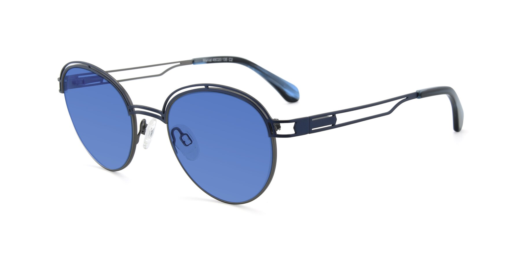 Angle of Marvel in Blue-Gunmetal with Blue Tinted Lenses