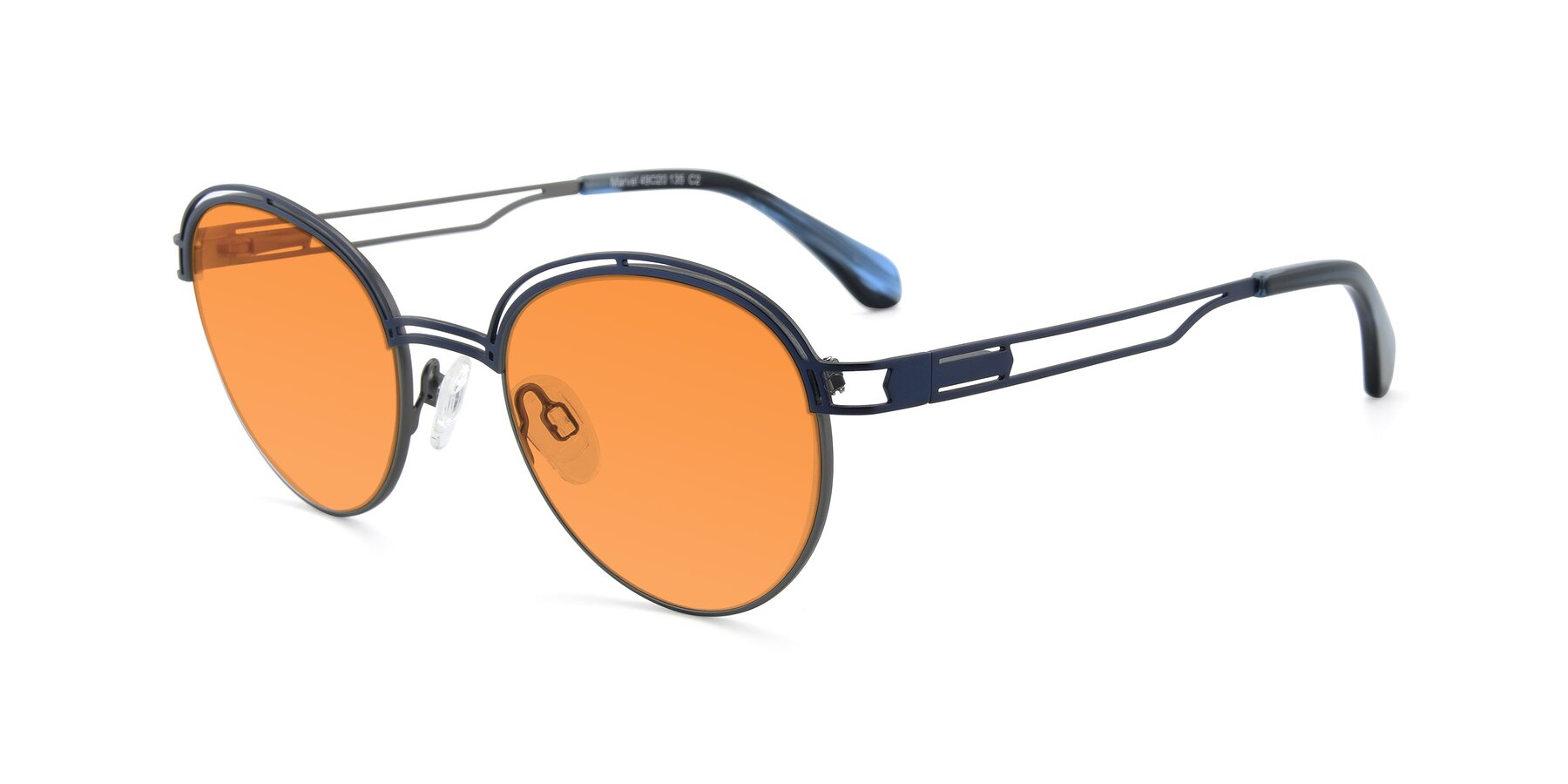 Angle of Marvel in Blue-Gunmetal with Orange Tinted Lenses