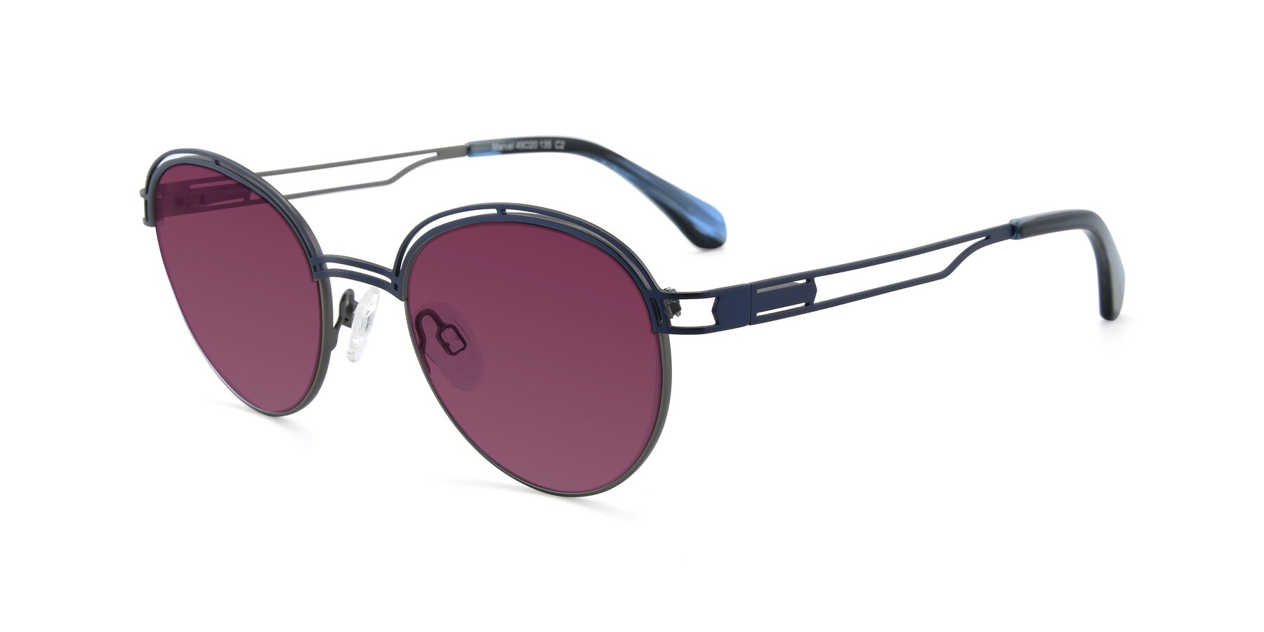 Angle of Marvel in Blue-Gunmetal with Wine Tinted Lenses