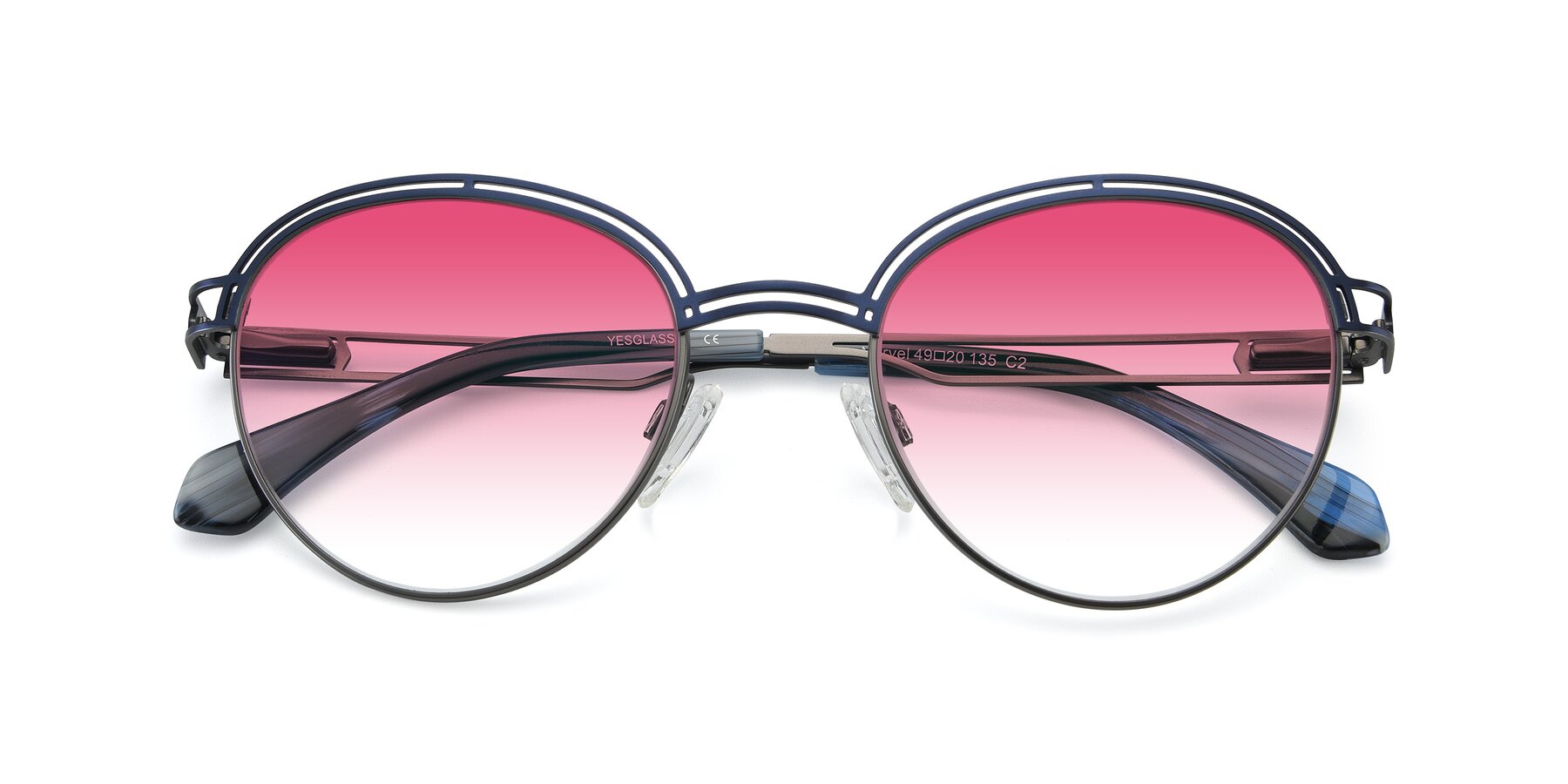 Folded Front of Marvel in Blue-Gunmetal with Pink Gradient Lenses
