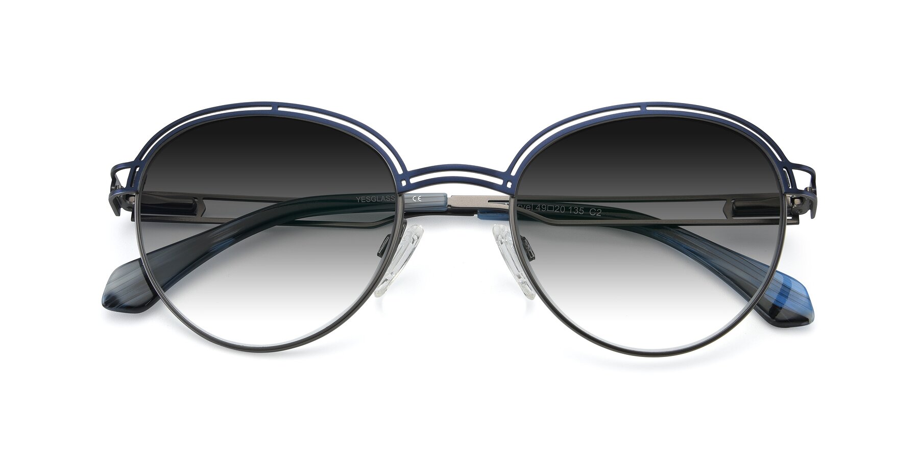 Folded Front of Marvel in Blue-Gunmetal with Gray Gradient Lenses